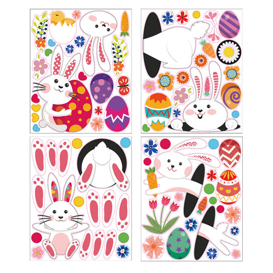 Easter PVC Wall Sticker Floor Sticker Easter Sticker Rabbit Colorful Egg Wall Sticker Background Wall Floor Decoration