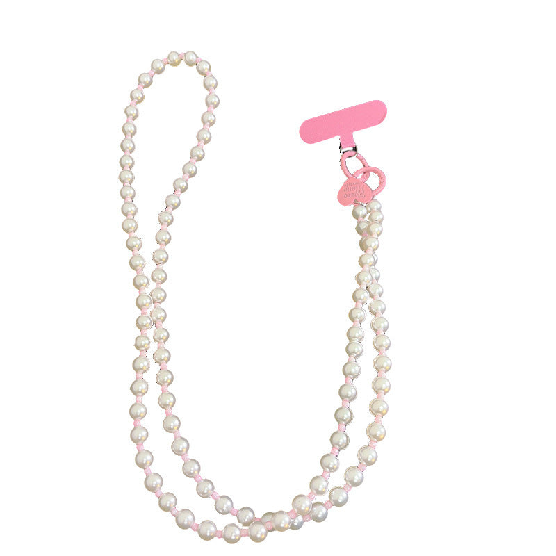 Love Hanging Pearl Crossbody Chain Wristband Wrist Strap Universal Mobile Phone Lanyard