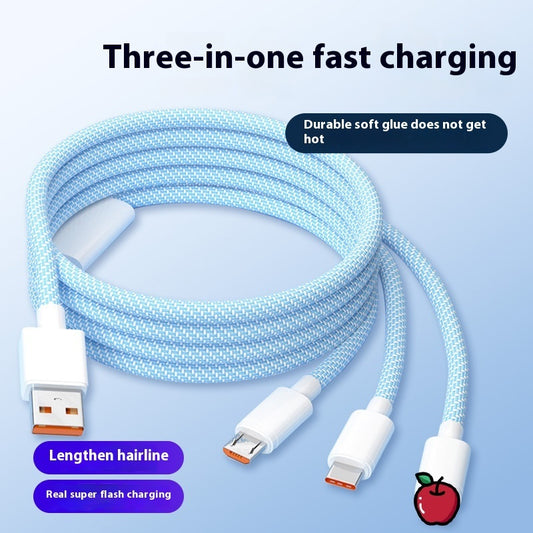 Three-in-one Data Cable 6A Multifunctional Fast Charge Line