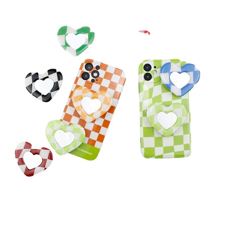 Mobile Phone Case Back Stick Air Cushion Bracket Telescopic Checker Mirror Love