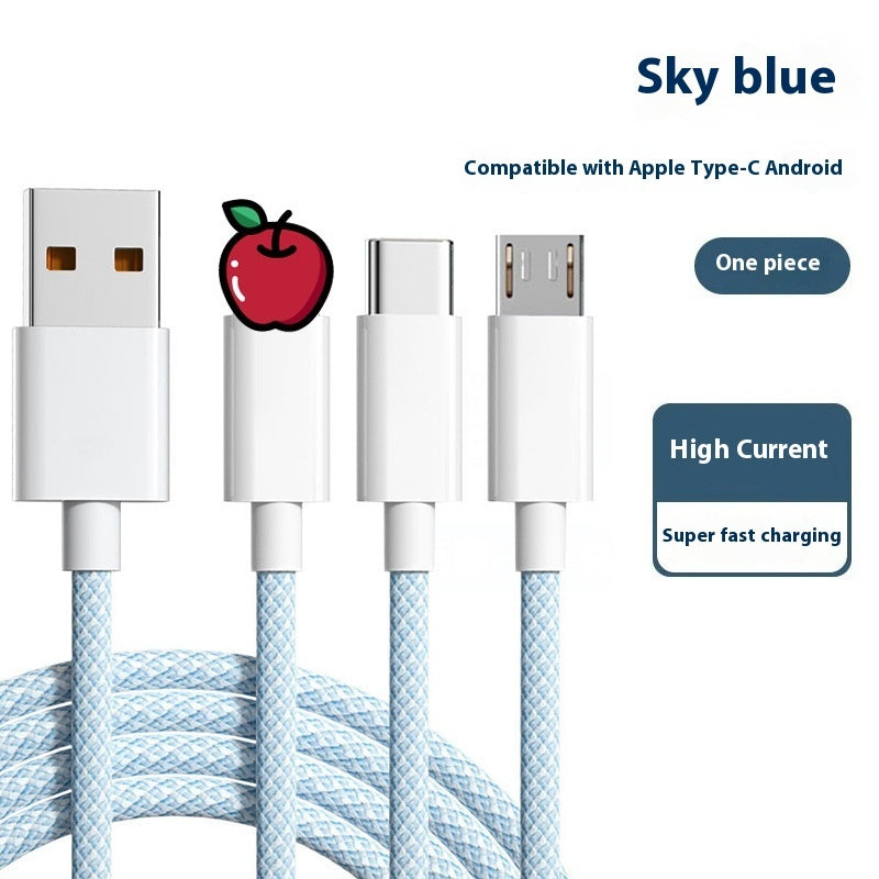 Three-in-one Data Cable 6A Multifunctional Fast Charge Line