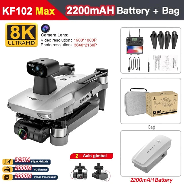 KF101 Max-S 5000M GPS Drone 4K Professional 8K HD Camera FPV Dron 3-Axis Gimbal Foldable Obstacle Avoidance RC Quadcopter Dron