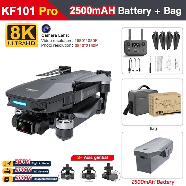 KF101 Max-S 5000M GPS Drone 4K Professional 8K HD Camera FPV Dron 3-Axis Gimbal Foldable Obstacle Avoidance RC Quadcopter Dron