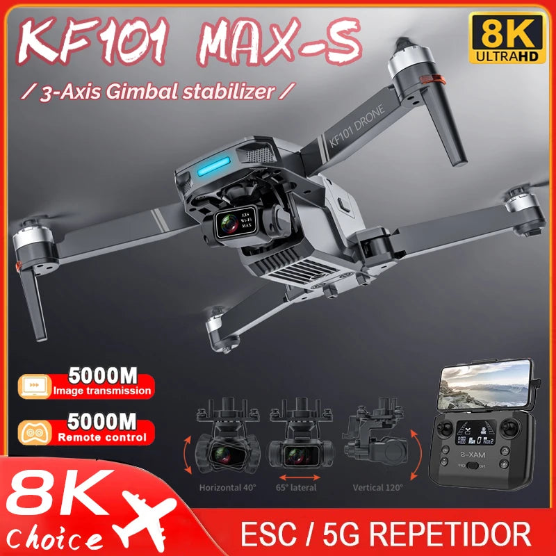 KF101 Max-S 5000M GPS Drone 4K Professional 8K HD Camera FPV Dron 3-Axis Gimbal Foldable Obstacle Avoidance RC Quadcopter Dron