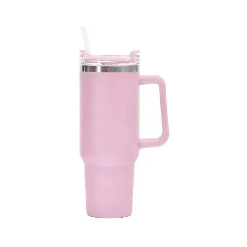 NEW 40oz Stainless Steel Water Bottle with Handle Lid Straw Vacuum Thermos Cup Car Coffee Mug Personalized Tumbler