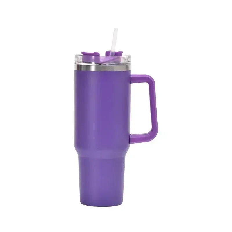 NEW 40oz Stainless Steel Water Bottle with Handle Lid Straw Vacuum Thermos Cup Car Coffee Mug Personalized Tumbler