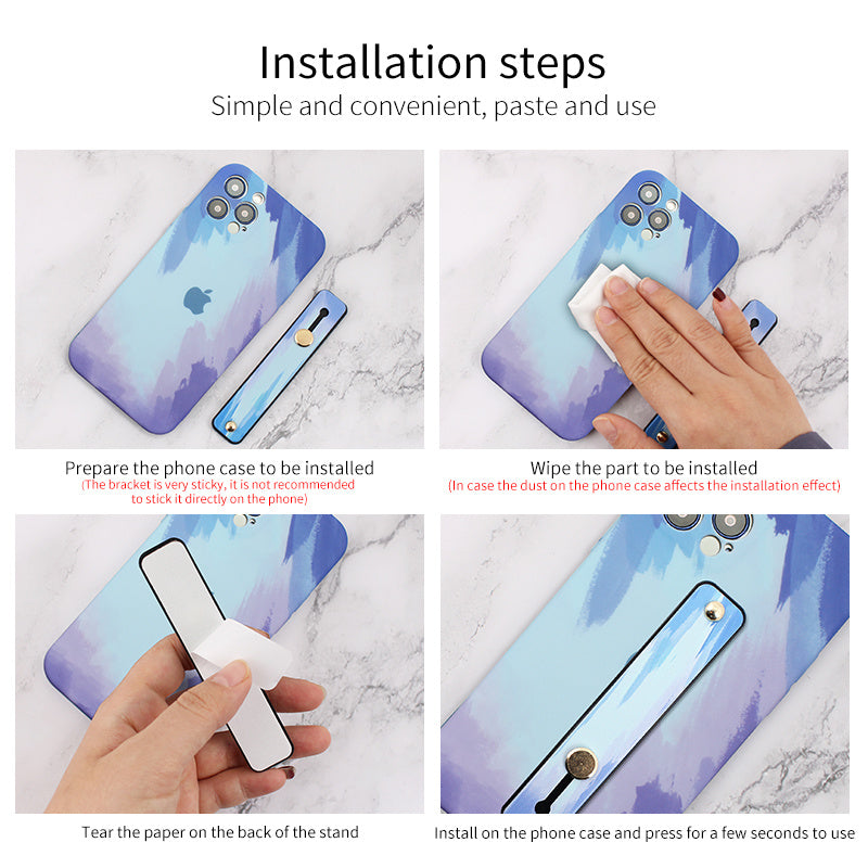 Watercolor Push-pull Mobile Phone U-shaped Paste Silicone Holder