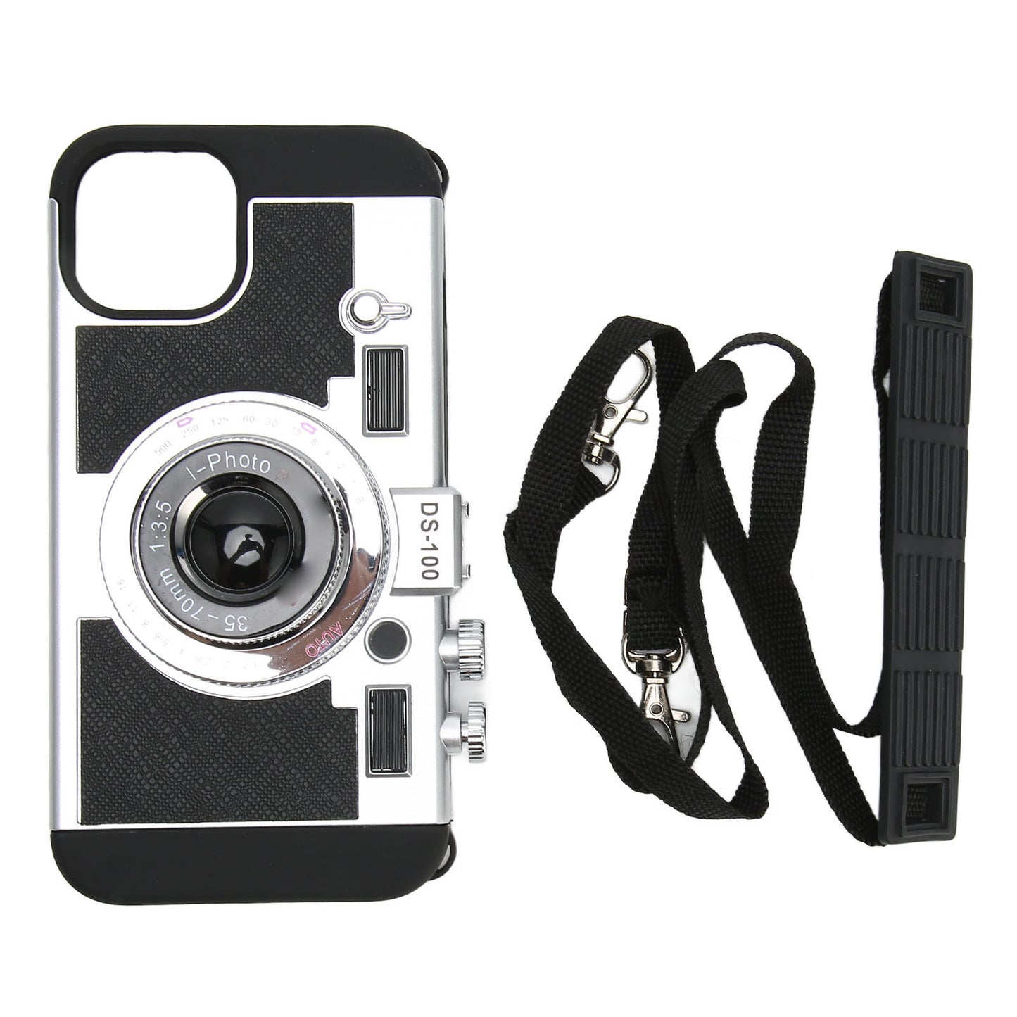 Phone Case Vintage Cover Cute 3D Cool Unique Camera Design Case With Removable Neck Strap Lanyard for Iphone 13